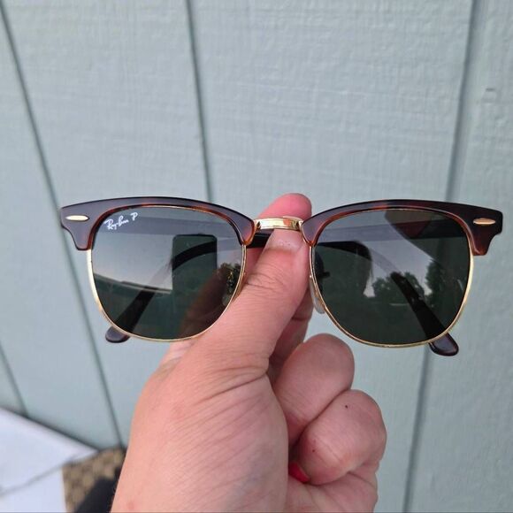 Ray-Ban Polarized Clubmaster Classic G-15 Polished Gold Tortoiseshell Sunglasses - Picture 2 of 8